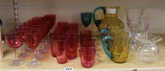 A collection of Cranberry glassware, etc.